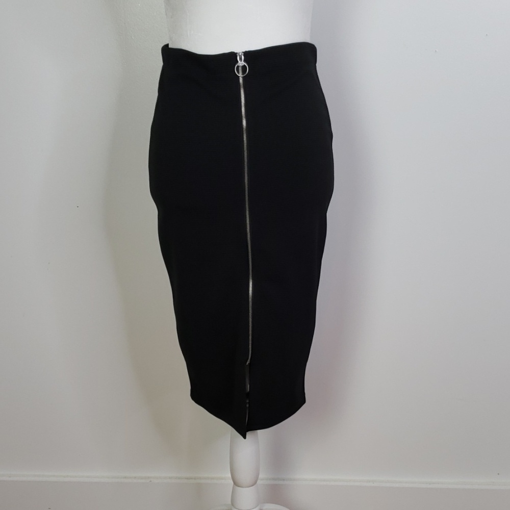 Atmosphere Black Midi Zip Up Skirt, Sz. 6